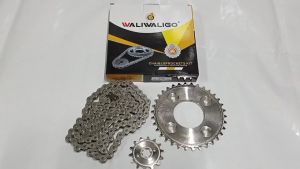 โซ่ สเตอร์ ครบชุด WAVE125/110Iเบอร์ 420 1ชุด3ชิ้นโซ่สีส้ม+สเตอร์หน้า+สเตอร์หลัง