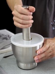 สแตนเลสกระเทียม Masher ครัว มือทุบกระเทียม กระเทียมบดสไตล์ 304 ที่ใช้ในครัวเรือนปูนบดกระเทียมบด