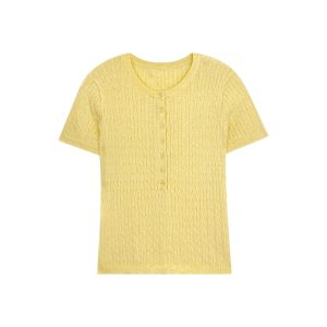 YUEZHONGWEI | เสื้อยืดคอโปโลผ้าไหมน้ำแข็งสไตล์อเมริกันย้อนยุคแขนสั้นสีขาวสำหรับผู้หญิงในฤดูร้อน เสื้อยืดทรงสลิมฟิตกระชับสัดส่วน