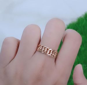 Cincin 1/2 rantai lebar /cincin perak asli silver 925 lapis emas/ cincin fashion wanita terbaru