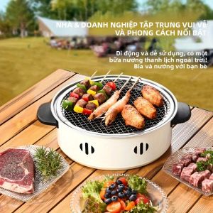 Chảo Nướng BBQ Di Động Để Bàn 1 Cái Kèm Lưới Nướng Đa Năng Dùng Ngoài Trời Cắm Trại Sân Sau Bếp Nướng Bằng Sắt Dụng Cụ Nướng Dành Cho 2-3 Người