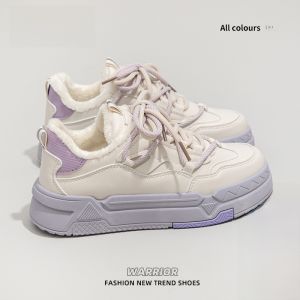 Warrior | Giày thể thao đế dày thường ngày cho nữ Giày thể thao đế xuồng đế cao su màu trắng thời trang mùa đông 2025 Giày thể thao đa năng