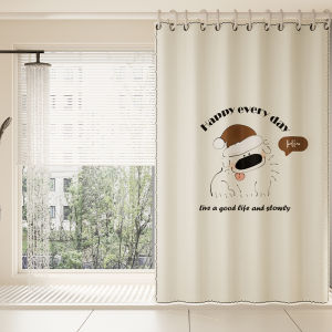 ROVING Bathroom Shower Curtain Waterproof Mold Proof Partition No Drilling Required High End Hanging Shower Room Divider