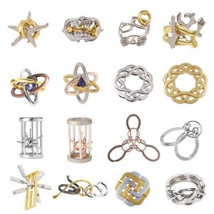 Full Set Ten Level Lu Ban Lock Horse Hoof Three Ring Unlocking Stress Relief Intelligence Toy Wooden Puzzle for All Ages