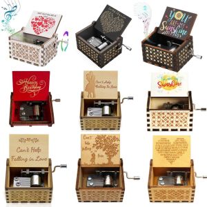 Hộp Nhạc Ông Già Noel - 21 Tùy Chọn Chất Liệu Gỗ Màu Hồng Trắng Xanh Đen Quay Tay Nhạc Chủ Đề Đêm Yên Tĩnh Quà Tặng Sinh Nhật