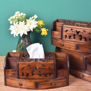 Hộp Khăn Giấy Đa Năng Để Bàn Hộp Đựng Điều Khiển Từ Xa Bằng Gỗ Thật Hộp Rút Giấy Bằng Gỗ Kiểu Trung Quốc Mới Sang Trọng Bàn Trà Phòng Khách