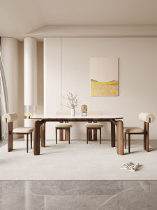 Delifeng โต๊ะหินไม้เนื้อแข็งโต๊ะรับประทานอาหารอเมริกาเหนือ สีขาว Basswood บ้านไม้ดั้งเดิม Wabi-sabi สีครีม สไตล์อินเทอร์เน็ตระดับไฮเอนด์โต๊ะอาหารที่มีชื่อเสียง