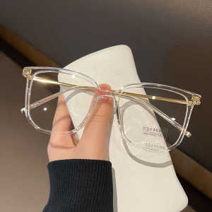 2024 Korean Style Large Frame Slimming Glasses Female Super Lightweight TR90 Blue Light Blocking Optical Frame for Nearsightedness