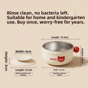 WODEBAIHUI | Anti-Spill Training Food Bowl with Suction and Lid