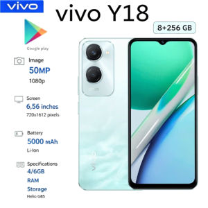 vivo | 2026 Vivo Y18 Global Edition 6.56-Inch Smartphone 90Hz Display 5000mAh Battery 8GB RAM 256GB Storage 64MP Triple Camera