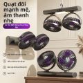 Quạt mini LINGYUE hai đầu, sạc USB, hoạt động êm ái, lưu lượng gió cao. 