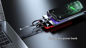 100% 50000mah Powerbank Original Power Bank Original Brand Fast Charge mini powerbank FAST Charging With 4 Built-in cable  2.1A Fast Charging