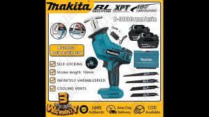 Makita brushless reciprocating saw cordless portable knife saw variable speed metal woodworking tool suitable for outdoor garden wood metal trees steel PVC frozen food ice cutting
