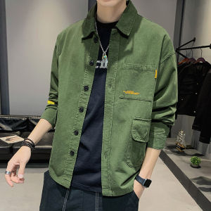 Áo Khoác Denim Cotton Nguyên Chất Dáng Rộng Mùa Xuân Thu Cho Nam Áo Khoác Ngoài Thường Ngày Phong Cách Hàn Quốc Thời Trang Mới 2025