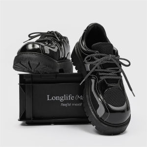 Winter Mens Casual Leather Shoes Mickey Big Head Derby Trendy Design Low Top Flat Heel Business Style round Toe Rubber Outsole