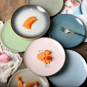 Nordic Creative Ceramic Dining Utensils Home Use Pasta Plate round Dim Sum Breakfast Plate Pure Color Japanese Style Dishware