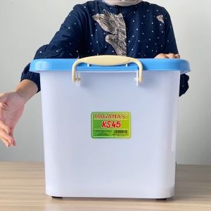 NAGAMAS Box Kontainer Plastik Dengan Roda Kotak Penyimpanan 45 Liter Putih Susu