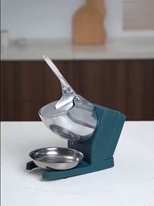 High Power Ice Crusher Machine Aluminum-Made Electric Ice Shaver Maker for Halo-Halo Snow Cone Drinks Home Cafe