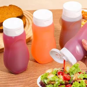 Polocat 3pcs Sauces Squeeze Bottles Salad Dressing Container with Lids PE Thickened Ketchup Dressing Dispenser Syrup Liquid Sauces Bottles