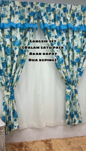 Langsir Siap Jahit Free Tali Pengikat Ready Made Curtain Free Tieback Langsir Sliding Door 2 Panel 3 Panel Pintu Bilik