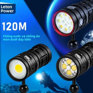 Đèn Lặn Chuyên Nghiệp 36 Lõi Đèn Pin Lặn Chống Nước 120m Với 4 * 120 Đèn LED Đèn Chụp Ảnh Lumens Cao Đèn Pin Máy Quay Video Để Lặn Biển