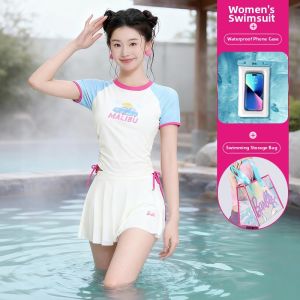 Barbie | Conservative Dress-Style Tummy-Covering Slimming Swimsuit
