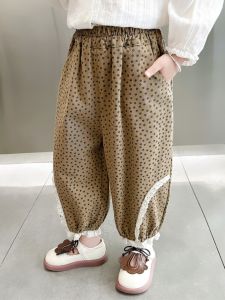 กางเกงฮาราจูกุผู้หญิงฤดูใบไม้ผลิและฤดูใบไม้ร่วง กางเกงขายาวลำลองสำหรับเด็กผู้หญิง กางเกงขายาวทรงหลวมสบายๆ สไตล์เกาหลี