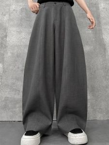 Mens Casual Wide Leg Pants Autumn New Style Minimalist Drapey Loose Breathable Straight Pure Color West Pants Business Casual