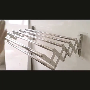 FurnishFiesta Stainless Steel Retractable Wall Mounted Clothes Rack Foldable Organizer Storage Rack Bathroom Towel Rack Wall Mount