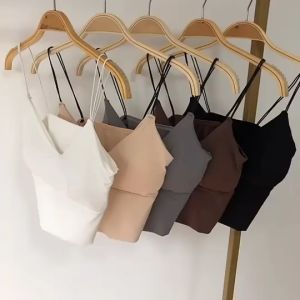 Summer Crop Top Ice Silk Tube Top Tanks Camisoles Underwear Women Bra Korean Fashion Padded Beautiful Back Bralette Bra