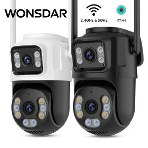 WONSDAR 2.4GHz&5GHz WiFi IP Camera Outdoor Dual Screen Auto Tracking PTZ Camera ICSee Security Protection Video Surveillance