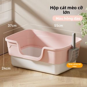HELLOLEIBOO | Hộp cát vệ Sinh 2 lớp chống văng kích thước nhỏ gọn dễ di chuyển dùng trong nhà