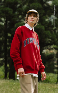 INFLATION brand 2022 autumn new men Japanese style 400g fleece American letter printing loose and refreshing hoodless sweater