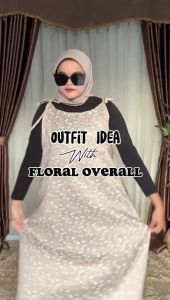 Overall Floral Bunga Dress Motif Polkadot New Korean Style Kekinian
