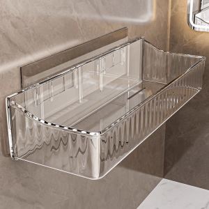 Hole-Free Wall Mounted Bathroom Organizer Shelf