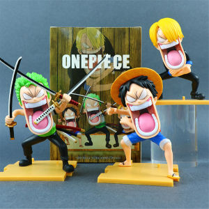 Bandai | 15cm One Piece Luffy Figures Three Captains Sanji Monkey D Luffy Roronoa Zoro Action Figure The Hungry Trio PVC Anime Model Toys