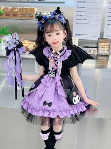 Kurokos Princess Summer Fashionable Lolita Dress Baby Girls Mid-Length Skirt Short Sleeve Princess Style Childrens Clothing