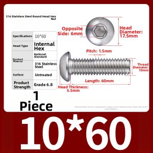 BAIRUITE | 316 Stainless Steel Round Head Internal Hexagon Screw