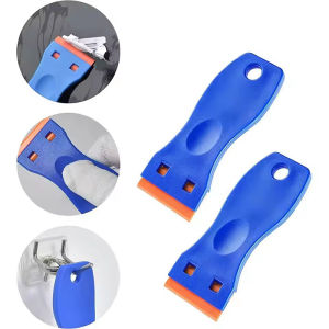 มีดโกนกาวพร้อมใบมีดพลาสติก10ชิ้นสำหรับกำจัดที่ทำความสะอาดกระจกรถยนต์โทรศัพท์มือถือแท็บเล็ต