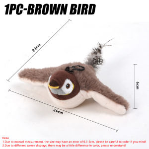 1PC Interactive Cat Toy Bird with Catnip Rechargeable Simulation Bird Cat Toys Touch Activated Fluffy Plush Toys for Cats
