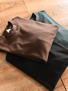 เสื้อยืดคอกลมแขนยาวยืดหยุ่นสูงสำหรับผู้ชาย ฤดูใบไม้ร่วง/ฤดูหนาว เสื้อชั้นในแบบสวมลำลอง ด้านนอกเป็นผ้าเดียวกัน โพลีเอสเตอร์ 92% ไนลอน 8%