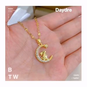 สร้อยจี้ทองแท้ Moon Bunny 99.99% ได้เก็บเงิน 45-50 เซนติเมตร ครบชุด คูมกว่า ของขวัญวันวาเลน ไทน์ ผมประสงค์ สร้อยคออเนก