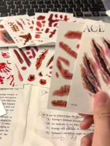 50แผ่น สติกเกอร์รอยสัก ลายฮาโลวีน สยองขวัญ บาดแผลเลือด จําลอง DIY รอยแผลเป็น กันน้ํา วันฮาโลวีน