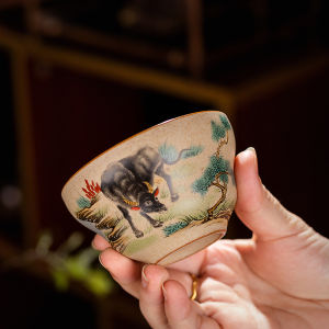 Coarse Ceramic Tea Cups Set Vintage Chinese Style 12 Zodiac