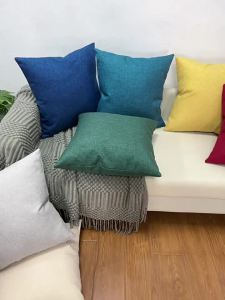 Eropah Utara ins Angin Warna Pepejal Bantal Linen Tebal Set Bantal Peluk Bantal Sofa Ruang Tamu  Sarung Bantal Belakang