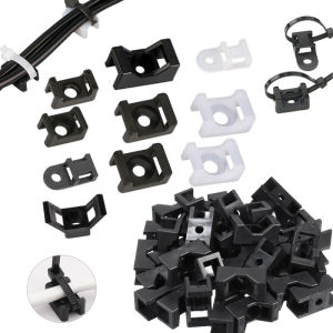 100Pcs Cable Tie Saddle Type Mount Base Wire Holder Fixing Seat USB Charging Data Line Winder Nylon Cable Wire Organizer