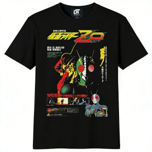 Bandai | Retro Classic Kamen Rider Graphic Tee Men Women Vintage Fashion Street Style Short Sleeve T-Shirt Soft Cotton Casual Daily Wear