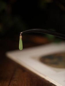 Mo Shang Qian Original Design Black Ebony Wood Jade Core Hairpin Traditional Chinese Style for Daily Use Simple Coil Hair Clip