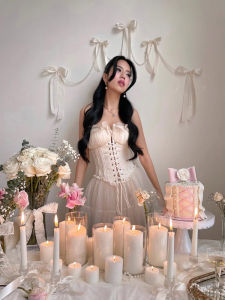 Antique White Satin Ribbon Large Butterfly Knot Wall Stickers Party Background Wall Atmosphere Decoration Arrangement Lace Trim