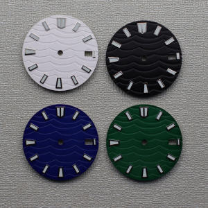 NH35 Mechanical Watch Dial Wave Pattern Dive Surface Modification Green Luminescence DIY Assembly Watch Parts Steel Material
